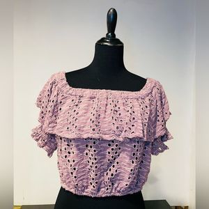 Free People Off the Shoulder Purple Summer Top S:S